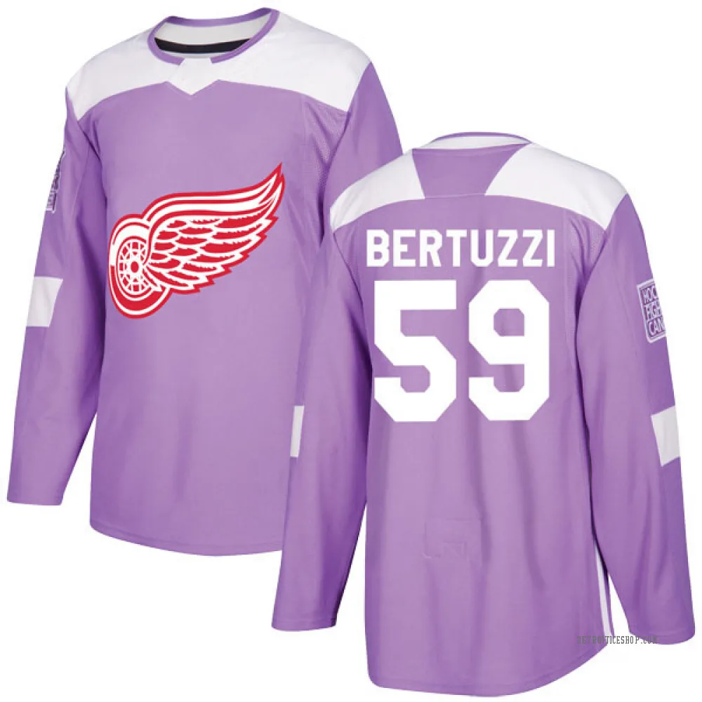 Authentic Tyler Bertuzzi Purple Detroit Red Wings Hockey Fights Cancer Practice Jersey - Men's