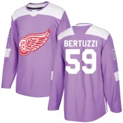 Authentic Tyler Bertuzzi Purple Detroit Red Wings Hockey Fights Cancer Practice Jersey - Men's