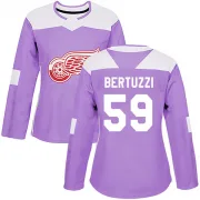 Authentic Tyler Bertuzzi Purple Detroit Red Wings Hockey Fights Cancer Practice Jersey - Women's