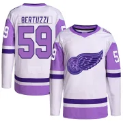 Authentic Tyler Bertuzzi White/Purple Detroit Red Wings Hockey Fights Cancer Primegreen Jersey - Men's